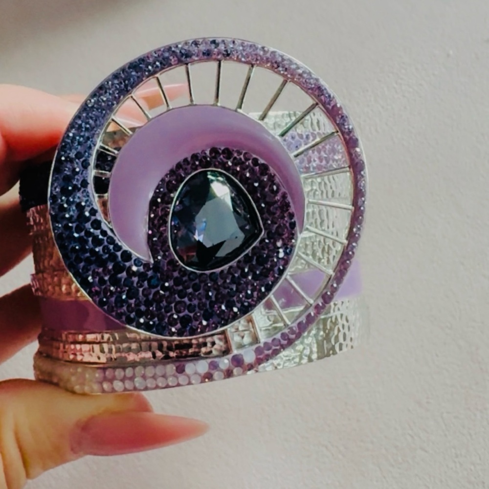Swarovski Purple and Silver Spiral Cuff Bracelet